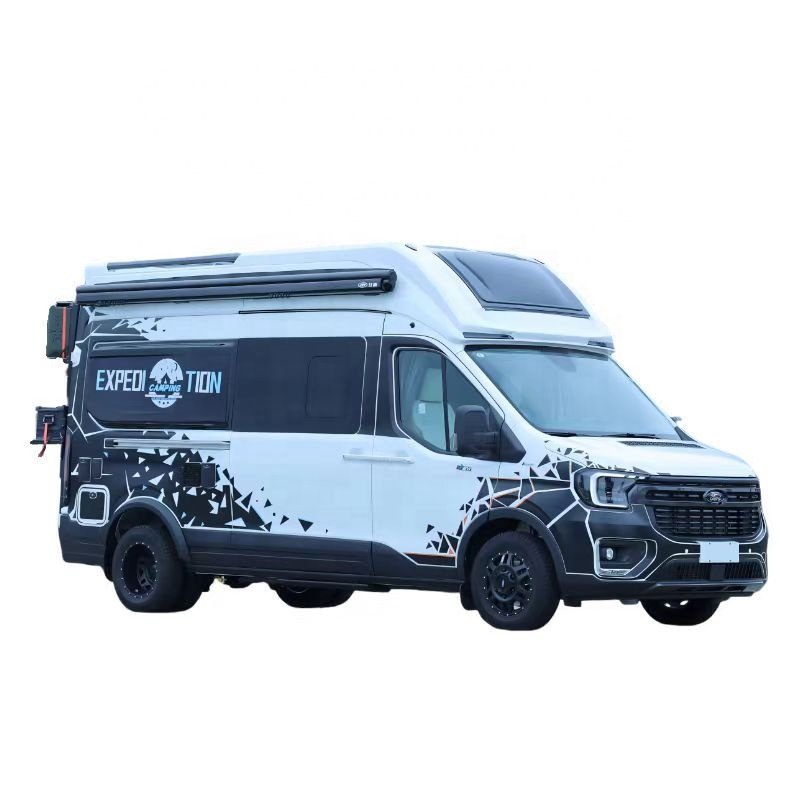 QXN RV JMC Used Ford V363Pro Diesel Bus 4 Leather Seats Automatic Gear Box Turbo Engine R16 Tire Size Hydraulic RWD JMC Bus
